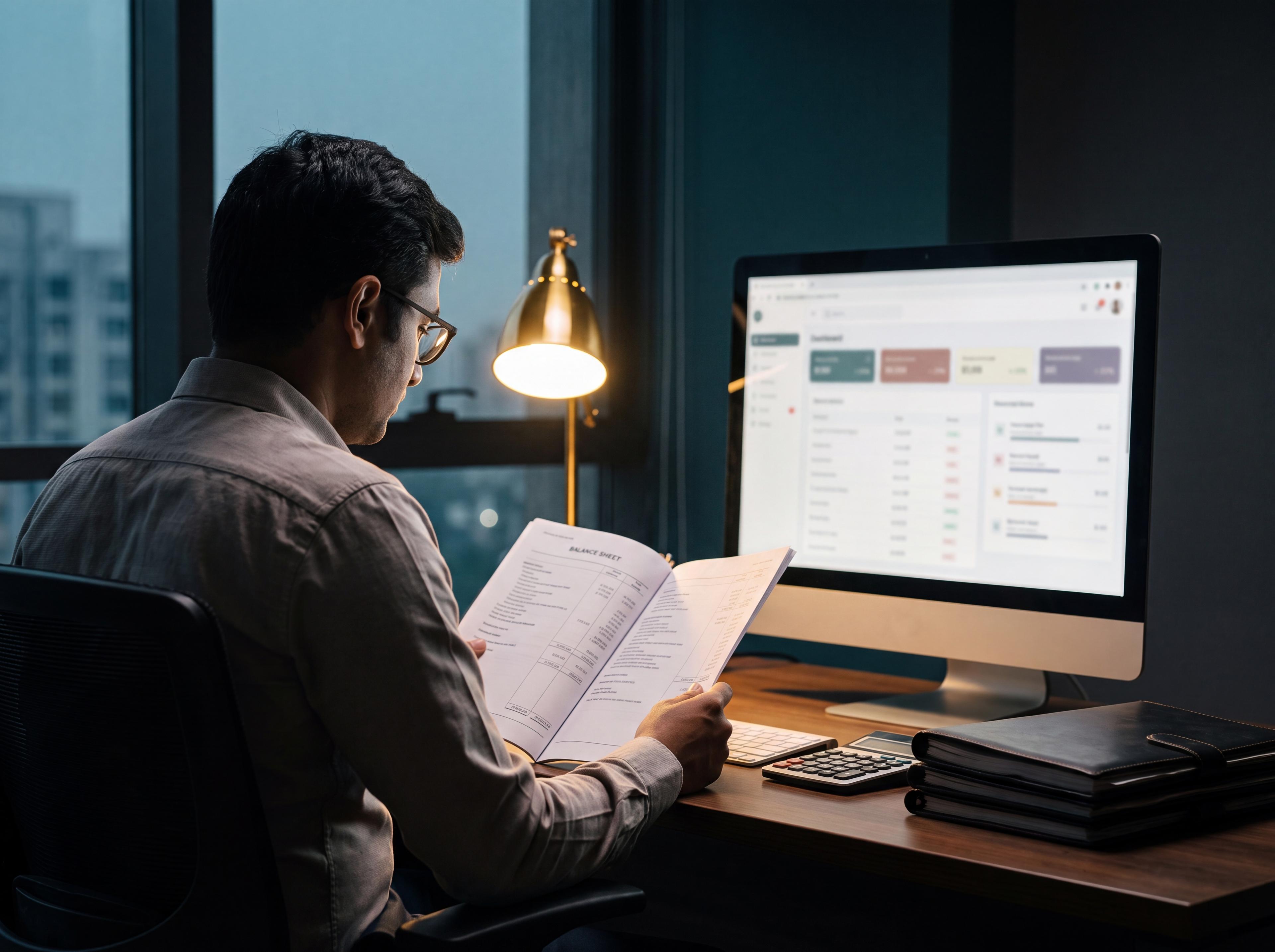 A chartered accountant reviewing financial statements